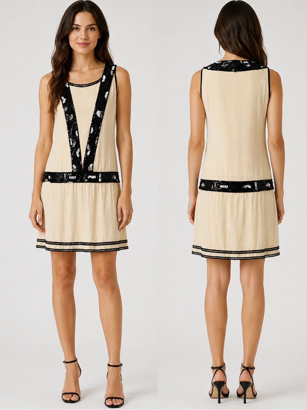 Alannah Hill Ivory Silk Beaded Sequin Mini Dress Size 12 Art Deco NWT